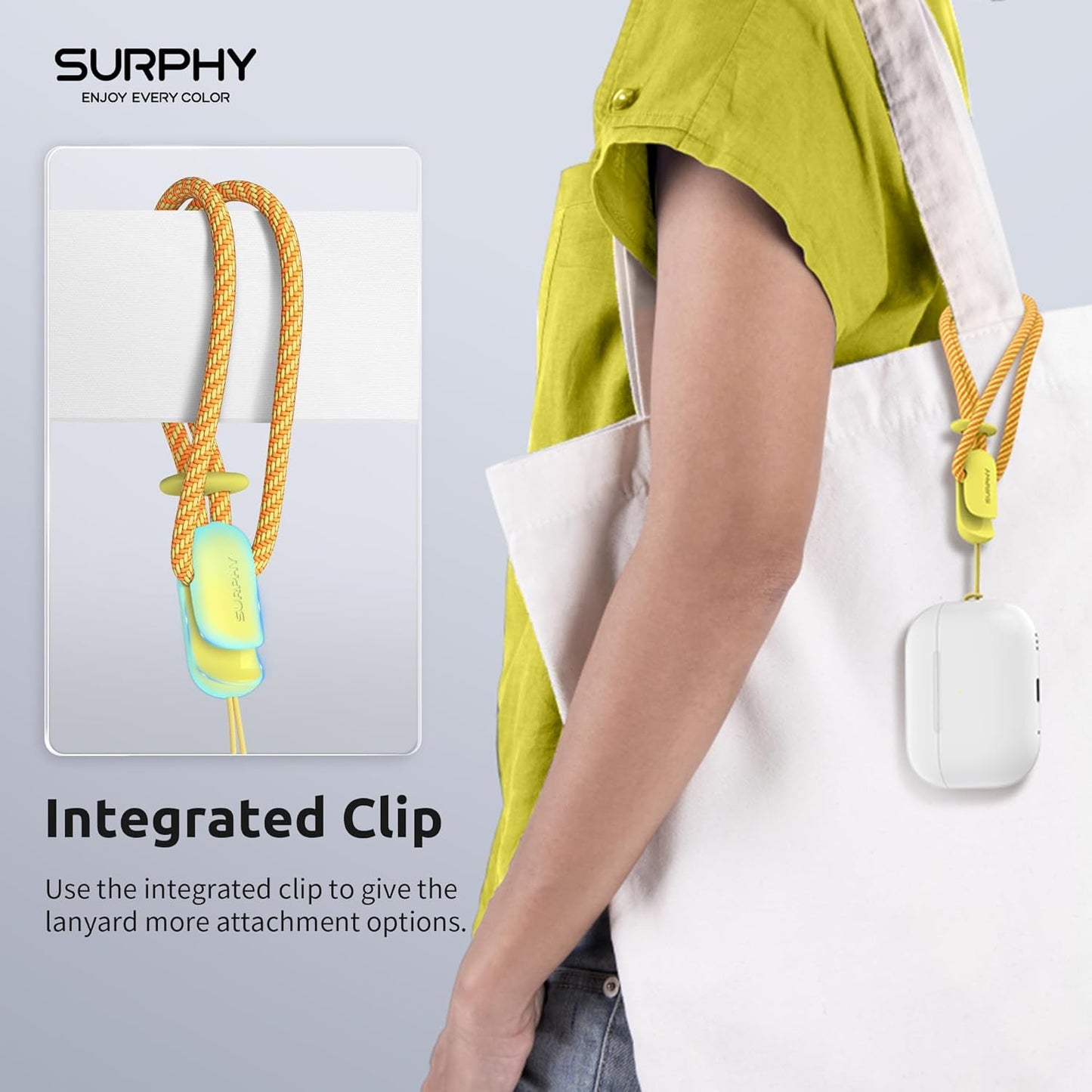 SURPHY 2 Pack Phone Lanyard for Cellphone Case, Phone Wrist Strap for Case, Cellphone Strap with 2-Color Braided, Charm Wrist Lanyard for Women and Men, Yellow & Gray