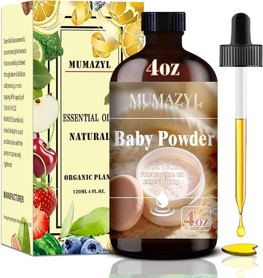 Baby Powder Fragrance Oil, Baby Powder Oil 4 Fl Oz 120ML for Diffuser Humidifier Yoga Cleaning DIY Candle Soap Making MUMAZYL Essential Oils
