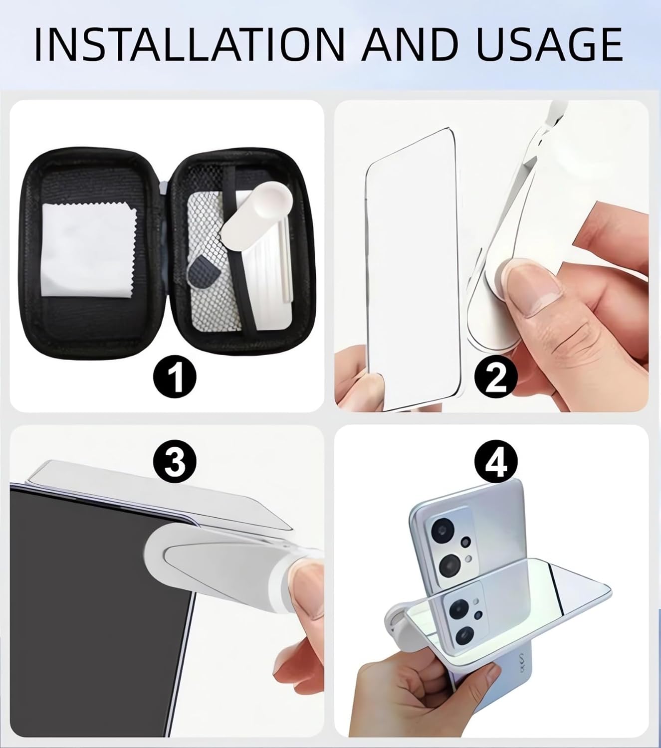 2024 Smartphone Camera Mirror Reflection Clip Kit -【New Version】 Smartphone Selfie Reflector, Adjustable Mobile Phone Reflection Camera Clip, Mirror Reflection Phone Clip for All Phones (2PCS-White)