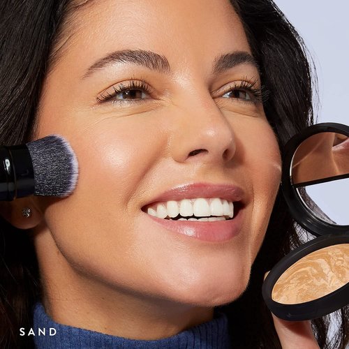 LAURA GELLER NEW YORK Face the Day Kit - Balance-n-Brighten Foundation, Sand + Spackle Skin Perfecting Primer, Hydrate + Airbrush Round Kabuki Brush (Pack of 3)