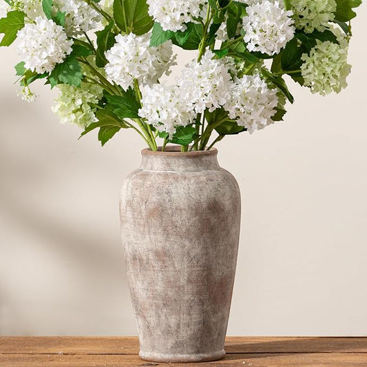 Ceramic Rustic Vase, Large Flower Vase Tall Farmhouse Decorative Vase Floral Pottery Vases for Home Decor Table Living Room Entryway Mantel Bedroom Bathroom Kitchen - 11 Inch Rustic