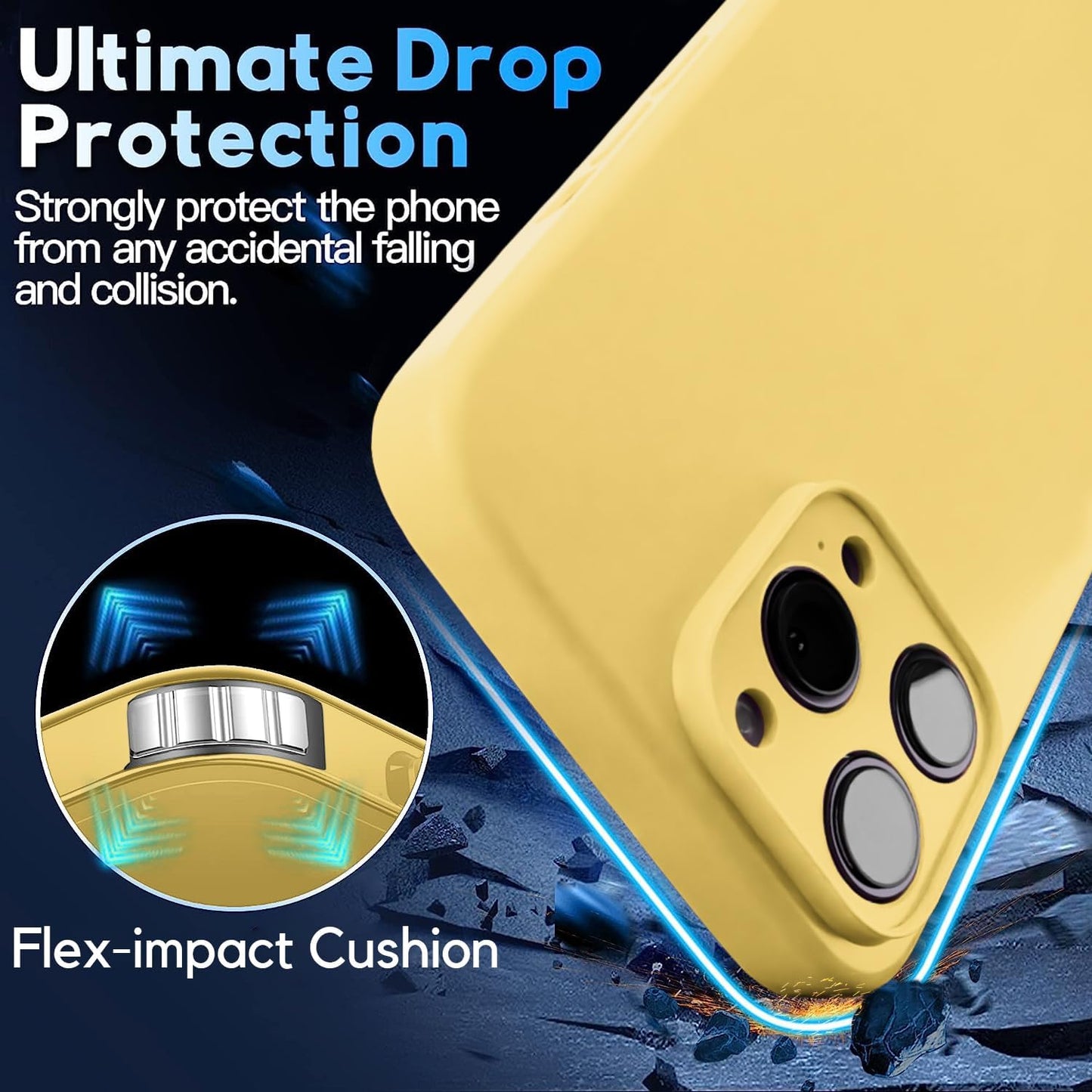 Blaspins Crossbody Lanyard Strap Case for iPhone 14, Neck Cross Body, Adjustable Holder Removable, Drop Protection Shockproof, Hands-Free Silicone Case Cover 6.1 inch, 150 cm Strap, iP14 - Yellow