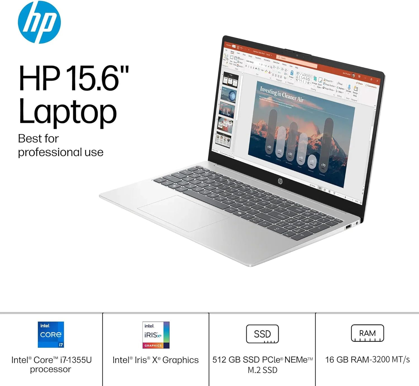 HP 15.6 Touchscreen Laptop Computer for Business, Intel 13th Gen i7-1355U(Up to 5.0 GHz), 15.6" FHD Touch Screen, 16 GB RAM, 512 GB SSD, Iris Xe GPU, Wi-Fi 6, HD Webcam, Windows 11 Pro, w/Accessories