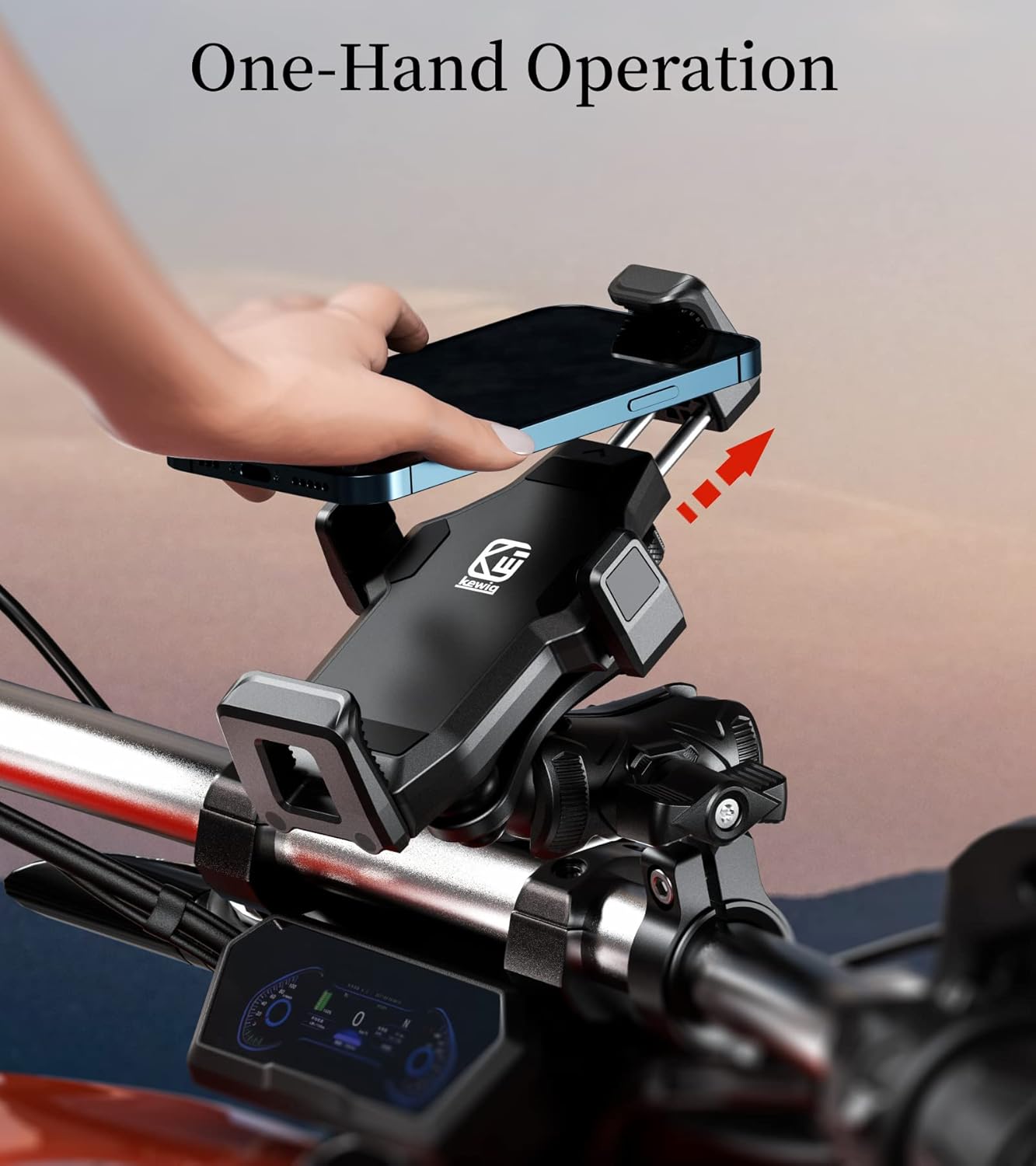 Kewig Motorcycle Phone Mount- [Vibration Dampener] [High-Speed Secure Lock] Motorcycle Cell Phone Holder, Bike Phone Handlebar Mount for 4.7-7.2" Smartphone"