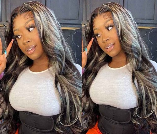 Giginger P1B/GREY Bundles Human Hair 24 26 28 inch Body Wave Human Hair Bundles Highlight Grey Brazilian Unprocessed Virgin Quick Weave Hair for Black Women