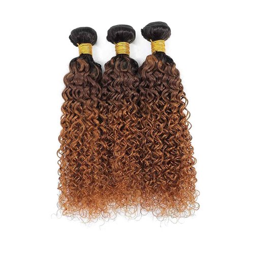Giginger Bundles Human Hair T1B/4/30 Omber Jerry Curly Human Hair Bundles 24 26 28 Inch Omber Black Chocolate Light Brown Unprocessed Quick Weave Soft Sewn In Hair Extensions for Black Women