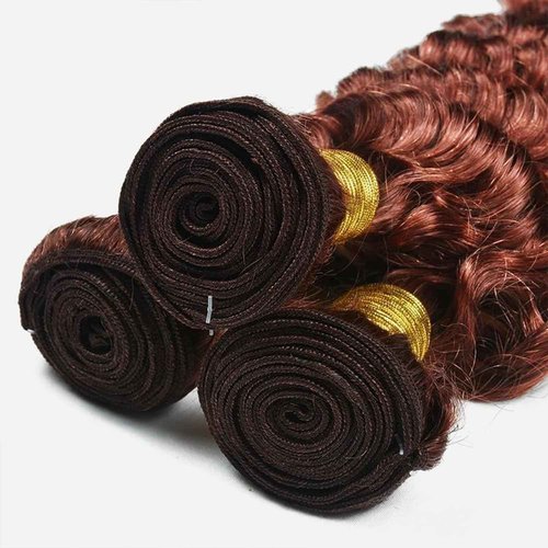 Giginger Bundles Human Hair 22 24 26 Inch Reddish Brown Deep Wave Bundles Color 33 Human Hair Deep Wave Unprocessed Quick Weave Soft Sewn In Hair Extensions for Black Women