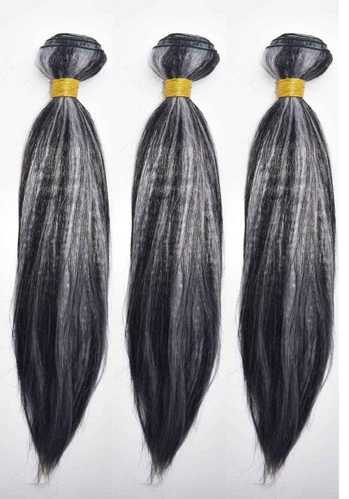 Habiliana Bundles Human Hair 22 24 26 Inch Straight P4/GREY Human Hair Bundles 11A Unprocessed Brazilian Virgin Quick Weave Hair Extensions for Black Women