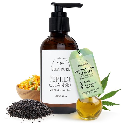ELLA PURE Anti Aging Face Wash for Women Over 40 – Peptide Facial Cleanser with Botanicals & Hemp Seed Oil – Gentle Face Cleaner for Women – pH Balanced Face Cleanser for All Skin Types
