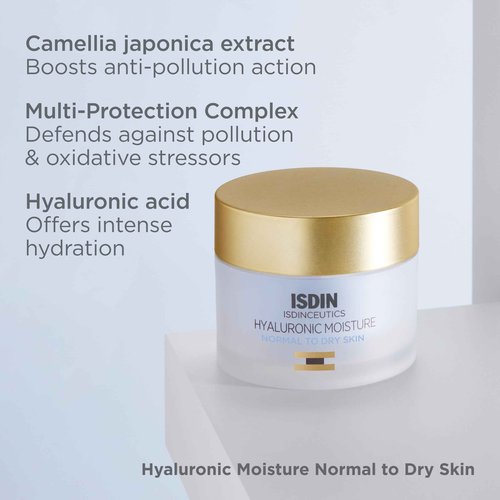 ISDIN Isdinceutics Hyaluronic Moisture Normal to Dry Skin Daily Face Moisturizer with Hyaluronic Acid 1.76 OZ