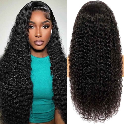 26 Inch Deep Wave Lace Front Wigs Human Hair 200 Density 13x6 HD Transparent Jerry Curly Lace Front Wigs Glueless Wigs Pre Plucked Deep Curly Human Hair Wig for Women