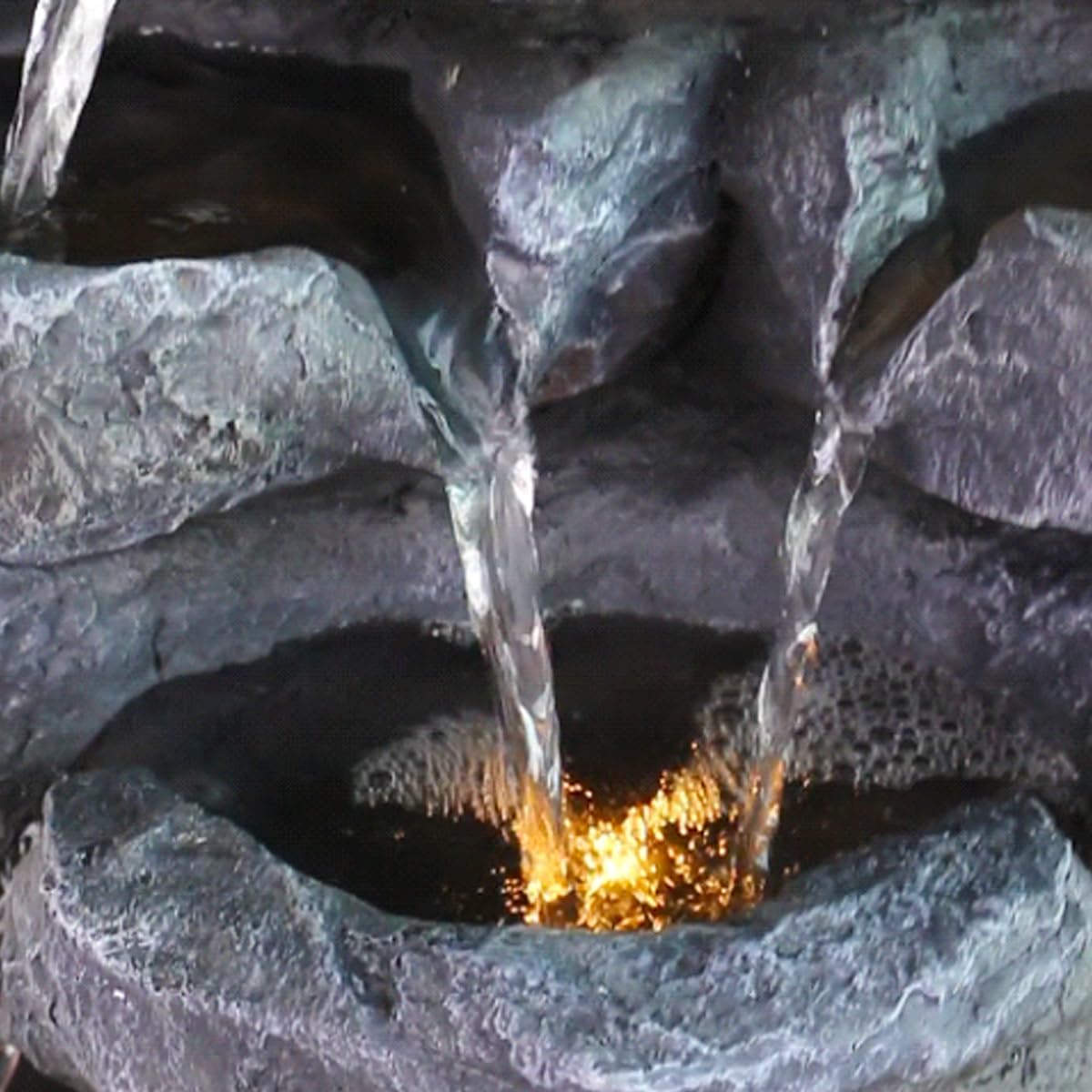 Water Fountain with Lights Outdoor Garden Decor,5-Tier Cascading Rock Waterfall for Indoor Patio Backyard Porch Art Decoration 21.6 Inches