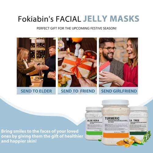 Fokiabin Jelly Mask for Facials Professional Hydrating Deep Cleaning Face Mask Set - 115Fl Oz 5 Treatments (Hyaluronic Acid,Bulgari Rose,24K Gold,VC Essence,Tea tree)