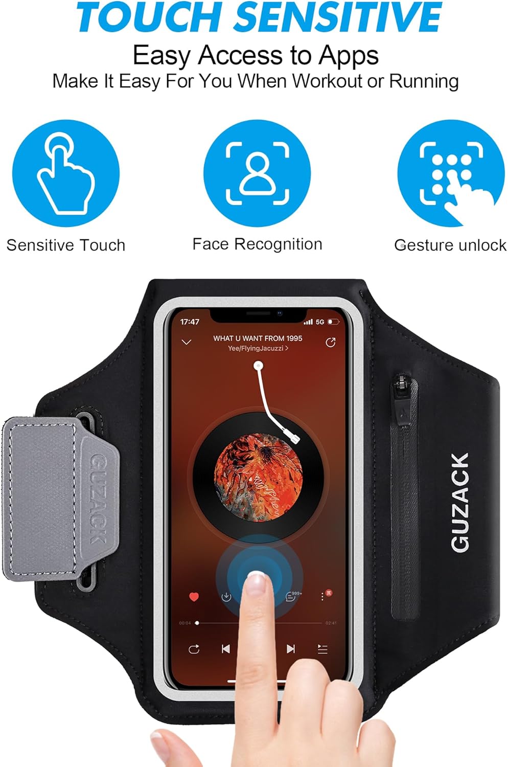 Running Armband with Earphone Pouch & Card Slot, Running Phone Holder for iPhone 16 15 14 Pro Max Plus Galaxy S25 S24 S23 Ultra, Up to 6.8" Phones"