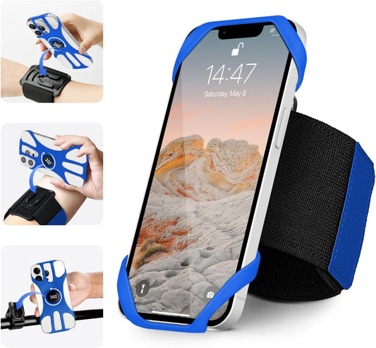 3in1 Phone Holder for Running,Arm Band/Wrist Holder/Bike Mount,Phone Armbands 360° Rotation & Detachable Fit All 4.5-7" Cellphone for iPhone 16/15/Pro/ProMax/14/13/12/mini/Pro Max/XS/XR"