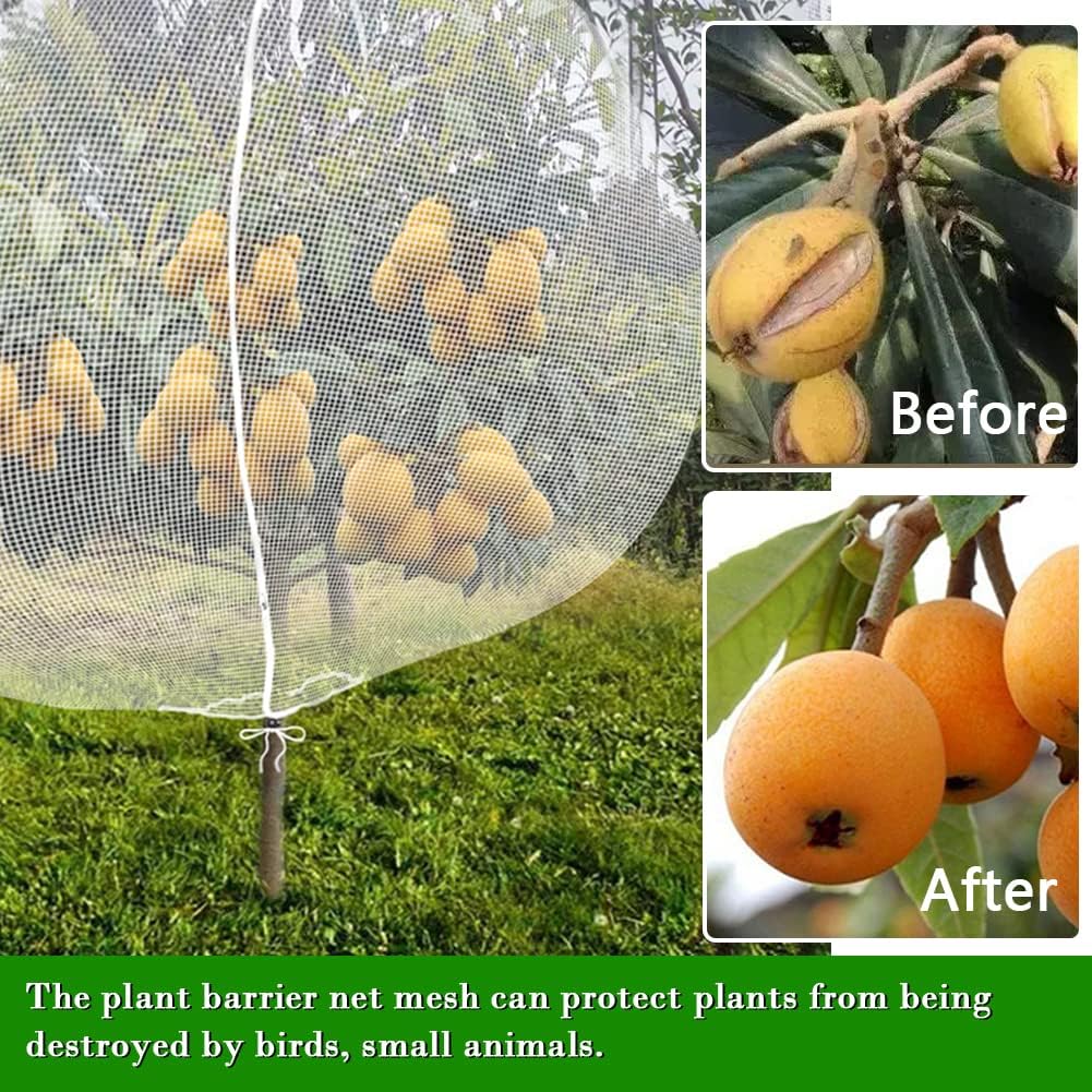 Fruit Tree Netting Covers with Zipper to Protect from Squirrels and Birds Large Netting for Fruit Trees Net Protection, White, 10' x 13', 1 Pack