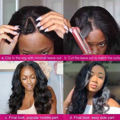 Atikual Body Wave V Part Wig Human Hair Wigs For Black Women Upart Part Wig Glueless Clip In Half Wig Upgrade U Part Wig Beginner Friendly No Sew In No Glue Density 26inch