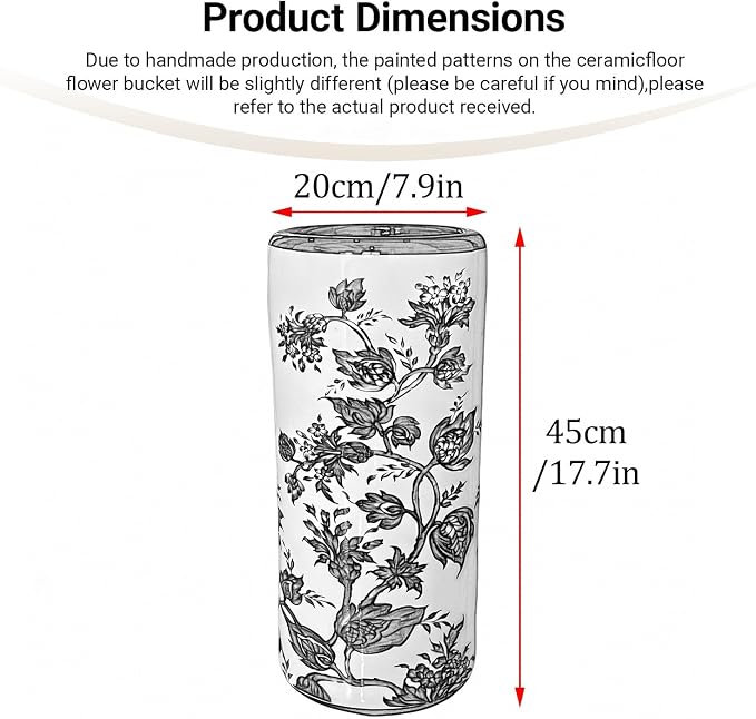 Ceramic Umbrella Stand Umbrella Holder for Entryway Hand-Made Umbrella Stand Barrels Umbrella Holder Cane Floor Standing Vase Ceramic Storage Bucket for Home Office Entrance Indoor.(Red 209)