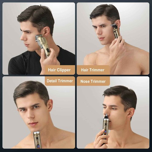Suttik Professional Hair Clippers for Men Beard Trimmer Set with Case, Cordless Barber Clippers for Hair Cutting Grooming Kit, Rechargeable, LCD Display