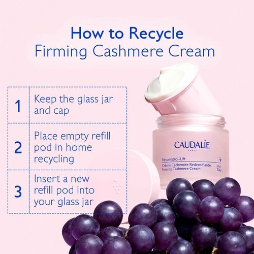 Caudalie Resveratrol-Lift Retinol Alternative Firming Cashmere Cream, Anti-Aging Moisturizer with Resveratrol, Hyaluronic Acid & Vegan Collagen, Refillable Jar - 50 mL