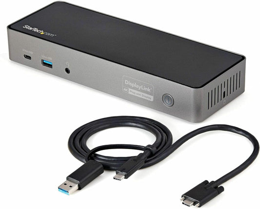 StarTech.com USB-C / USB-A Hybrid Docking Station for MacBook Pro / Air M1 M2 M3 M4 & Windows, Universal Triple 4K 60Hz HDMI DP Dock, Thunderbolt Compatible, 85W Laptop Charging - TAA