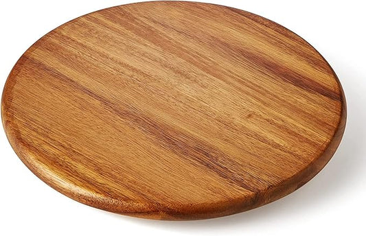 Acacia Wood Lazy Susan Wood Turntable Tray Cabinet Organizer, 16"