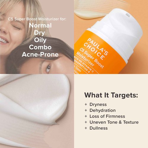 Paula's Choice CLINICAL 1% Retinol Treatment + C5 Super Boost 5% Vitamin C Moisturizer, for Discoloration, Deep Wrinkles & Dark Spots, Fragrance-Free, Set of 2