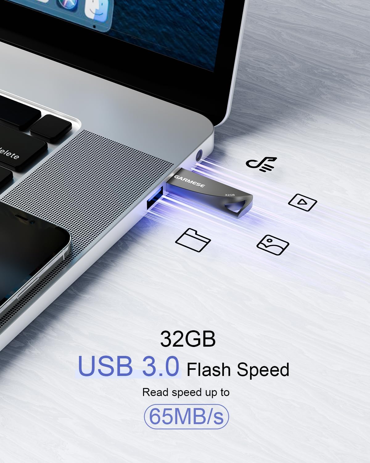 32GB USB 3.0 Flash Drive, 5-Pack Waterproof Metal USB Memory Stick, Slim Thumb Drive Portable Pen Drive with Keychain Hole Stylish Jump Drive for Computer/Car/Smart TV