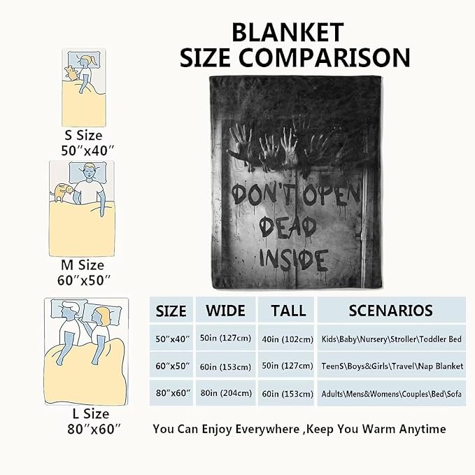 Horror Gothic Blanket,with Zombie Hands Throw Blankets,Gifts for Women Men, Lightweight Soft Fleece Cozy,for Sofa Couch Bed Room Travel,Festival Halloween Spooky Goth Decor,50x60in