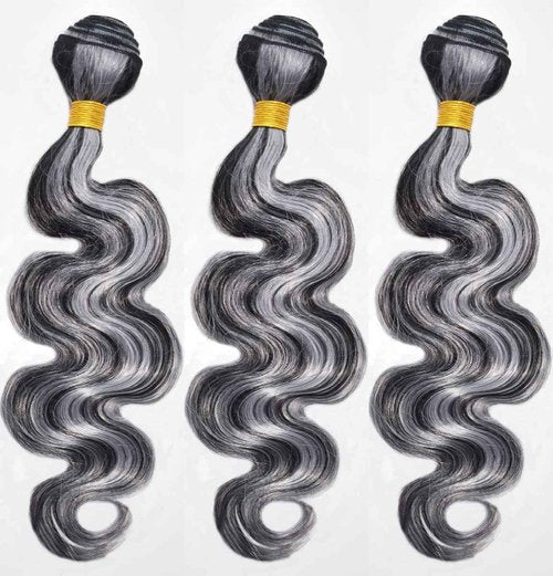 Giginger P1B/GREY Bundles Human Hair 26 28 30 inch Body Wave Human Hair Bundles Highlight Grey Brazilian Unprocessed Virgin Quick Weave Hair for Black Women