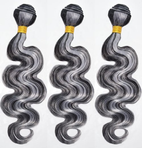 Habiliana Bundles Human Hair 18 20 22 Inch Body Wave P4/GREY Human Hair Bundles 11A Unprocessed Brazilian Virgin Quick Weave Hair Extensions for Black Women