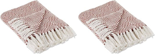 DII Diamond Throw Collection Woven Cotton, 50x60, Cinnamon (Pack of 2)