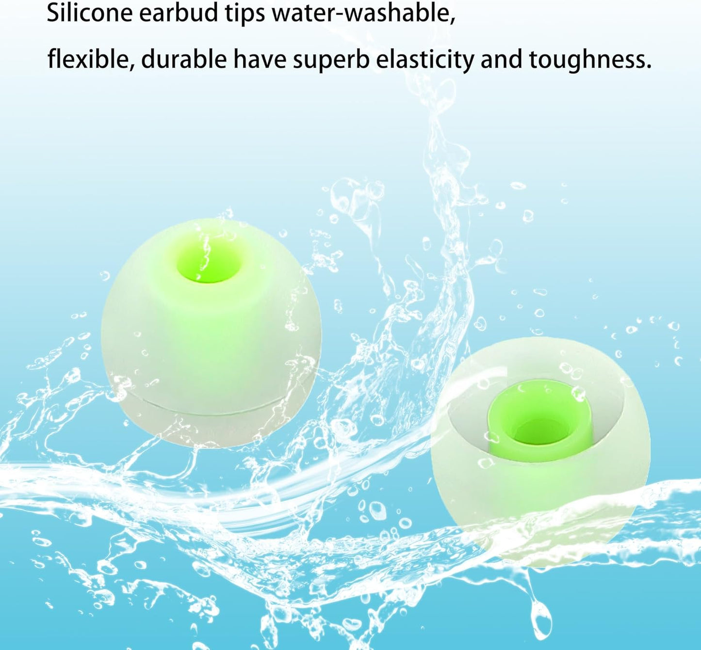 Silicone Earbud Tips - Fit Most In-Ear Earbuds (Inner Hole 3.8mm - 5.1mm) - 9 Pairs S M L