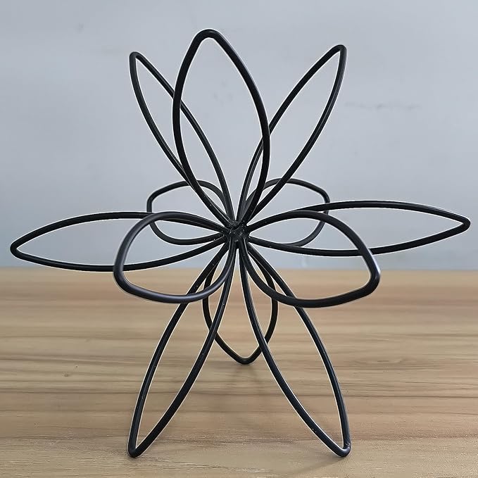 8" Black Sphere Decor, Abstract Tabletop Decorative Ball, Metal Floral Handmade Decorative Sculpture Home Decor Statues