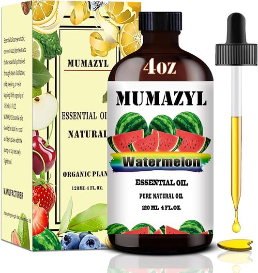 Watermelon Essential Oil, Watermelon Oil 4 Fl Oz 120ML for Diffuser Humidifier Yoga Cleaning DIY Candle Soap Making MUMAZYL Essential Oils