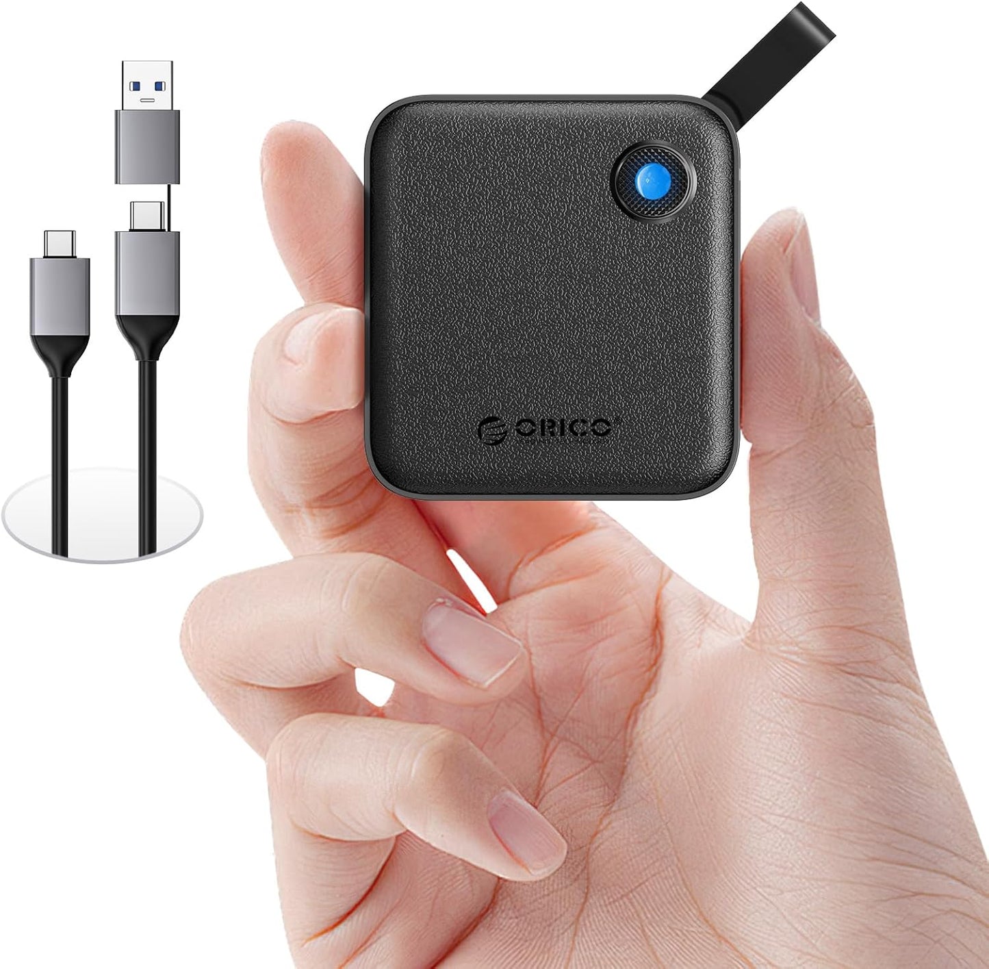 ORICO Portable SSD 4 TB with 2 in 1 USB C Cable, External Solid State Drives, Up to 460MB/s, Status Indicator, Reliable Storage for USB-C Smartphone, Tablet, PC - B5PLUS