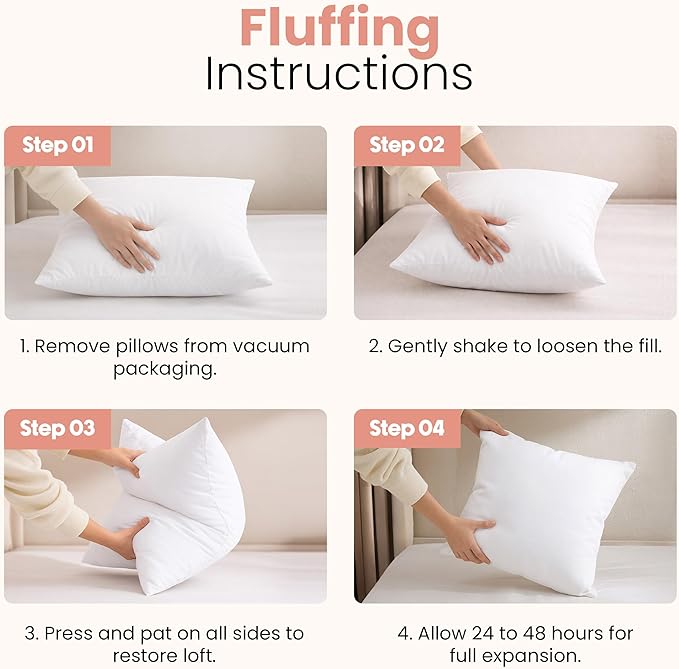 Utopia Bedding 26x26 Pillow Inserts, Set of 2, White – Indoor Decorative Throw Pillows for Bed, Sofa & Couch – Soft, Supportive & Fluffy Cushion Inserts