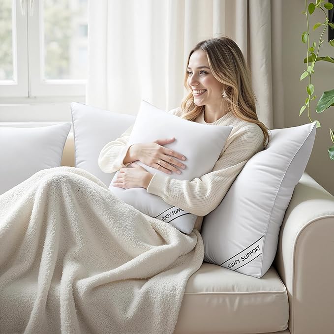 MIULEE 12x20 Inch Pillows Inserts, Pack of 2 Down Alternative Virgin Filling Comfy Support Throw Pillows for Sofa Couch Bed