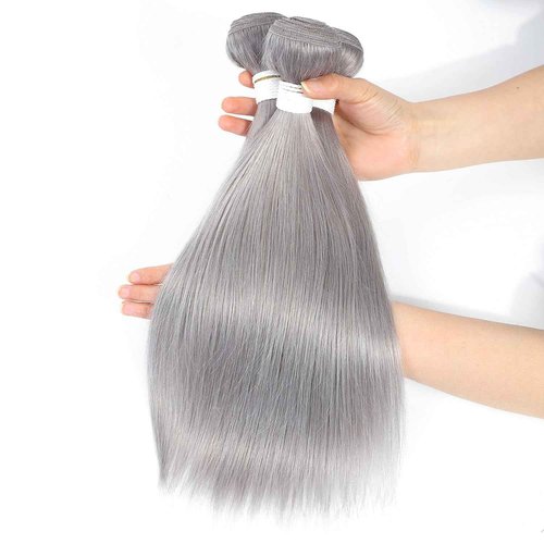 Condescension Brazilian Human Hair Bundles Sliver Grey 26 28 30 Inch Kinky Yaki Wave 3 Bundles Human Hair 100% Unprocessed Remy Brazilian Virgin Weave Hair Grey for Women