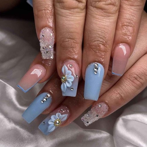 HaFloNa - Set 96Pcs Handmade 3D Acrylic Flowers For Nails Art Decor Set, White 3D Flowers For Nails Acrylic Flower Nail Art Diverse Collection in One Box for Nail Designs For Women (Poinettia 96PCs)