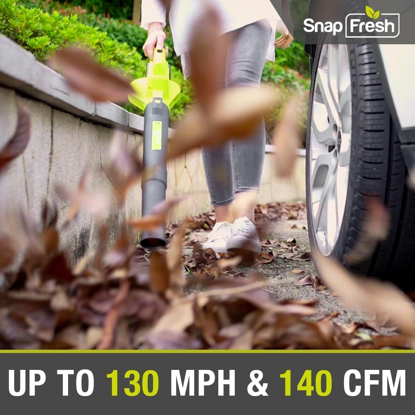 SnapFresh Cordless Leaf Blower, 20V Electric Leaf Blower with 4.0Ah Battery & Fast Charger, 2-Speed Lightweight Battery Leaf Blower for Lawn Care/Patio/Yard/Sidewalk