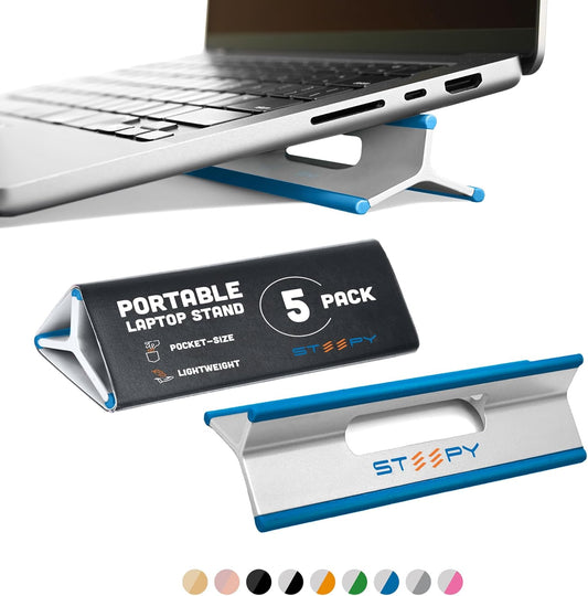 Steepy Portable Laptop Stand for Desk 3 Heights Computer Stand for Laptop Riser – Ergonomic Soporte para Laptop Base – Computer Holder & Elevated Lifter for Travel, Home Office, Projector Riser or DJ