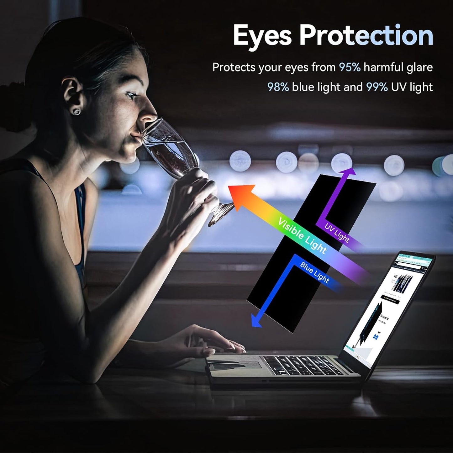 Laptop Privacy Screen 15.6 Inch Compatible with HP/Dell/Acer/Samsung/Asus/Lenovo/Toshiba,16:9 Aspect Removable Anti Glare Blue Light Filter Protector, 15.6 in Laptop Privacy Screen Shield