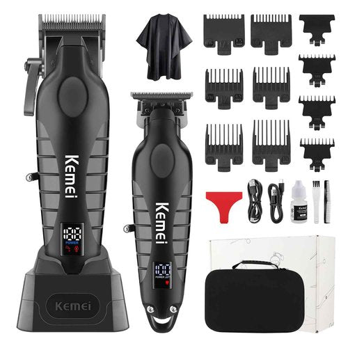 KEMEI Professional Hair Clippers Set for Men,Cordless Rechargeable Hair Clippers Kit, Clippers and Trimmer Set for Hair Cutting, Haircut Clippers,Gifts for Men (PG2290D+2293)