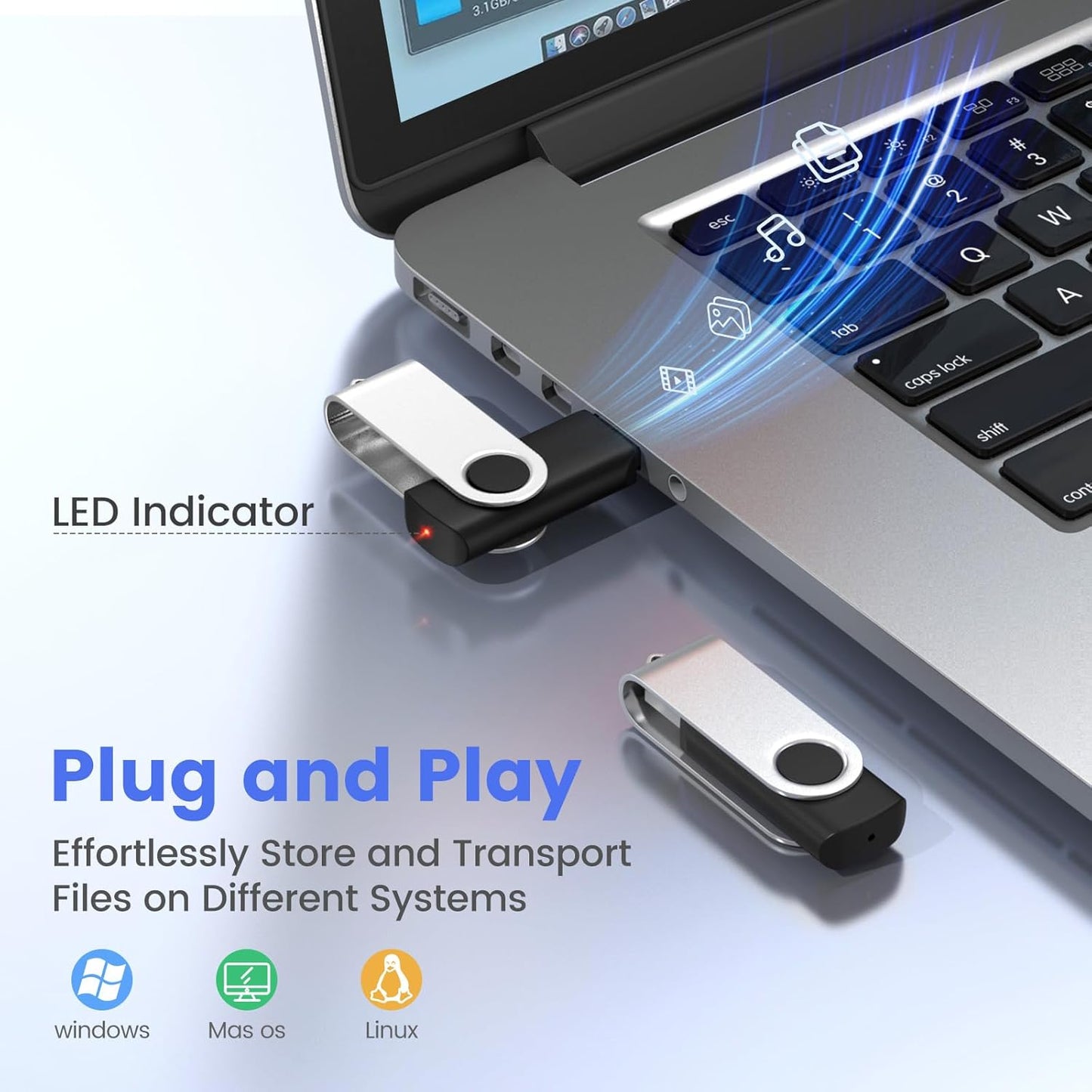 ABLAZE 2GB Flash Drives 500 Pack, USB 2.0 Thumb Drives Bulk Swivel Memory Stick Bulk USB 500 Pack Pendrives 2GB (Black)