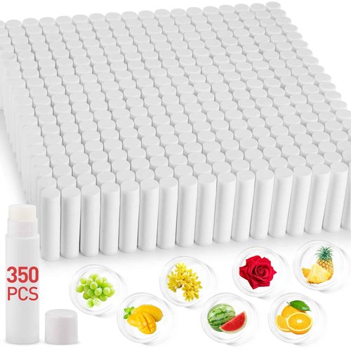 VISRIE 350 Pack Lip Balm Unlabeled, Natural Lip Balm Bulk Blank Tube, Personalized Lip Balms for Party Favors Adults and Bridal Shower Favors or Baby Shower Gifts-7 Flavors