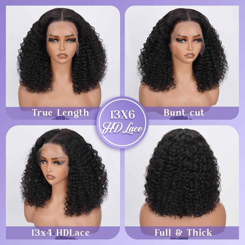 TOYERE Bob Wig Human Hair 13x6 Lace Frontal Deep Curly Wave, 200 Density Short Wigs for Black Women, Pre Plucked with Baby Hair Natural Hairline Easy to Style (16 Inch)
