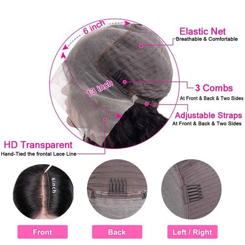 Karlami Bob Wig Human Hair 13X6 Lace Front Wigs Human Hair for Black Women Pre Plucked HD Short Wigs 150% Density Wigs (Natural color 13X6 straight bob, 14 Inch)