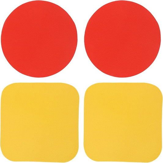 4pcs Jar Opener Gripper Pads, Rubber Can Opener Bottle Lid Cap Gripper Pads for Weak Hands Seniors Elderly Multi-Function Kitchen Coasters Gadgets (Red, Yellow)