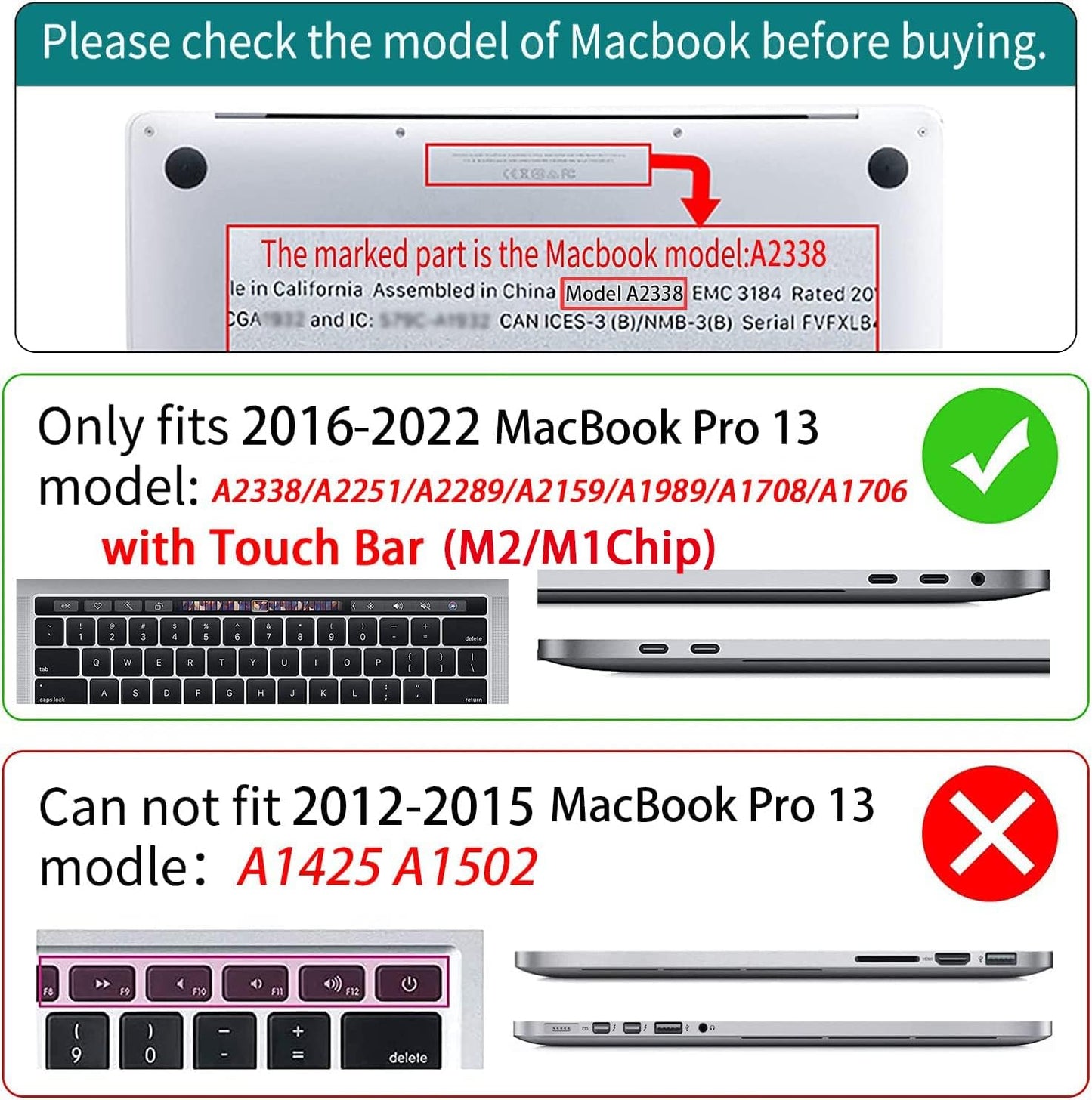 Teryeefi for MacBook Pro 13 inch Case 2022 2021 2020-2016 Release, Design Hard Shell Cover with Keyboard Cover & OTG Adapter Fit Model A2338 M2/M1 A2251 A2289 A2159 A1989 A1706, Leopard Skin Pattern
